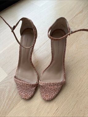 Banana Republic Blush Pink Leopard Ankle-Strap Heels